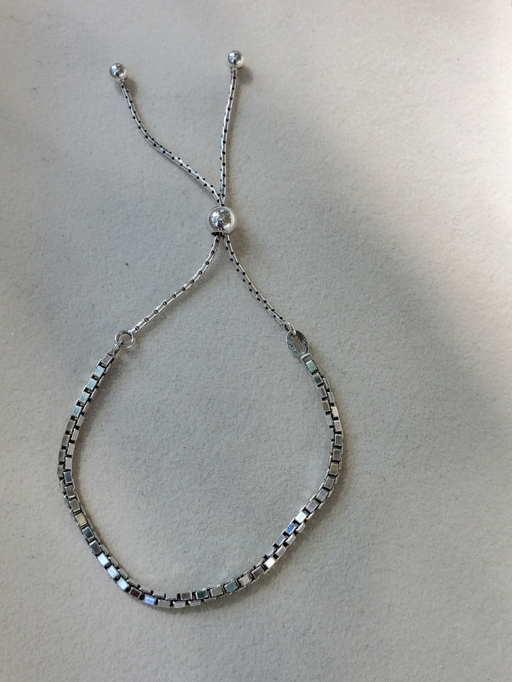 Italian Sterling Silver Adjustable Box Chain Bracelet - Picture 2 of 7